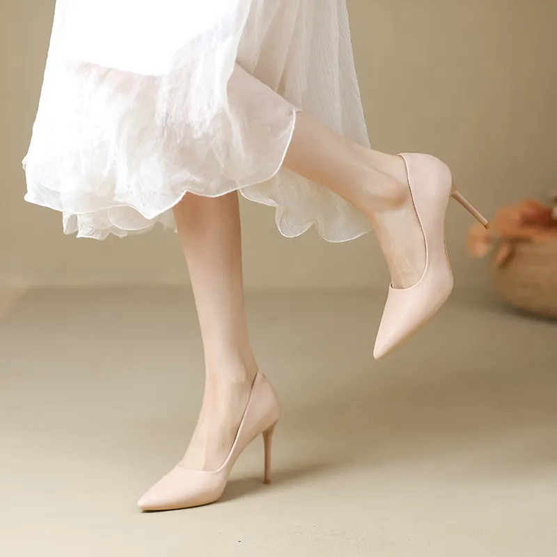 Lan Miao Slim Heel High Heels Women's Nude-2