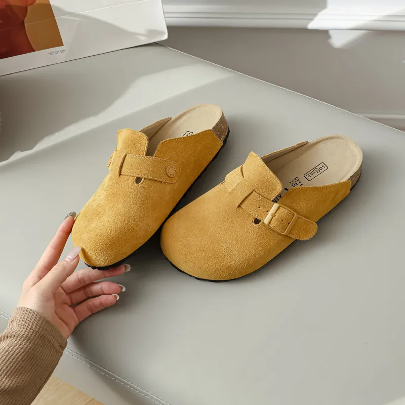 Lan Miao Rubber Sole Slip Resistant Closed Toe Slippers Women's Yellow-4