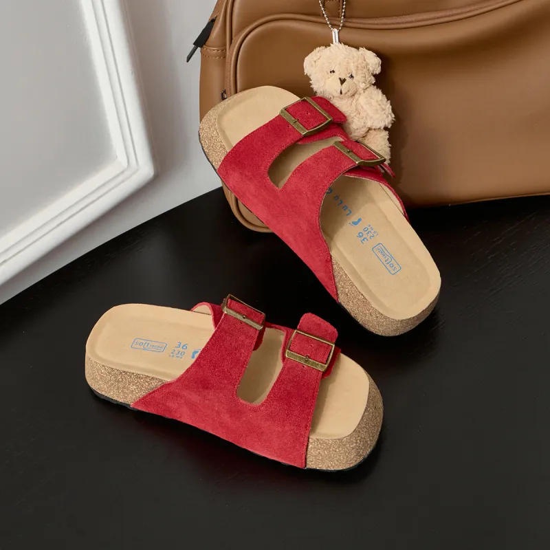 Lan Miao Slip Resistant Slide Slippers Women's Red-4