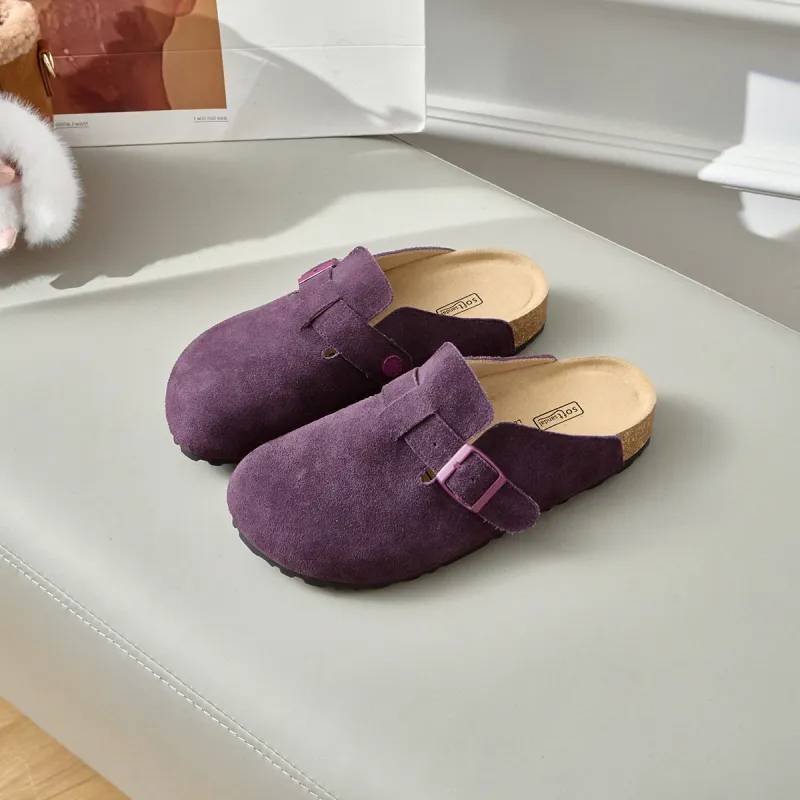 Lan Miao Rubber Sole Slip Resistant Closed Toe Slippers Women's Purple-2