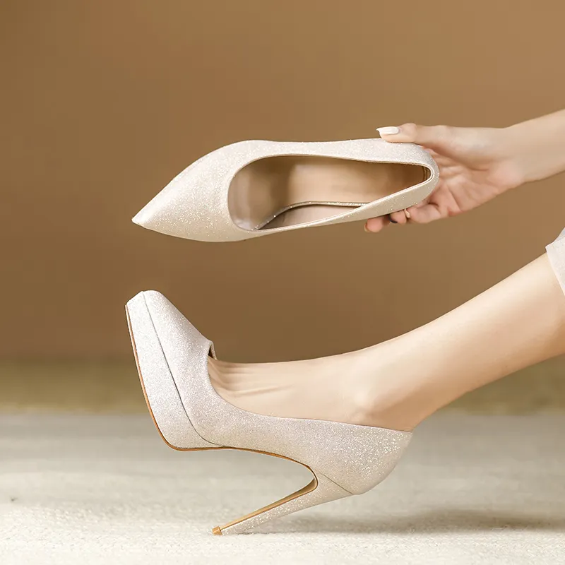 Lan Miao Slim Heel High Heels 12CM Women's Gold-5