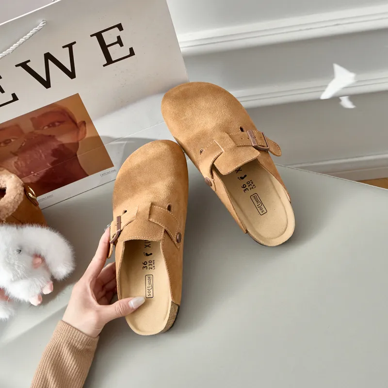 Lan Miao Rubber Sole Slip Resistant Closed Toe Slippers Women's Light Chestnut-4