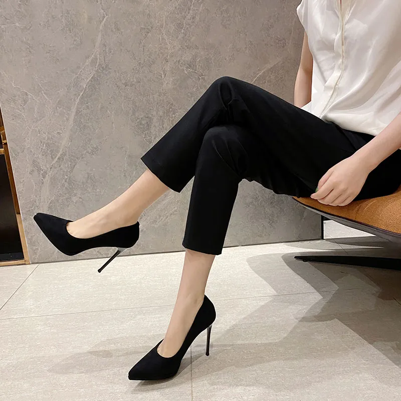 Lan Miao Slim Heel High Heels Women's Black-3