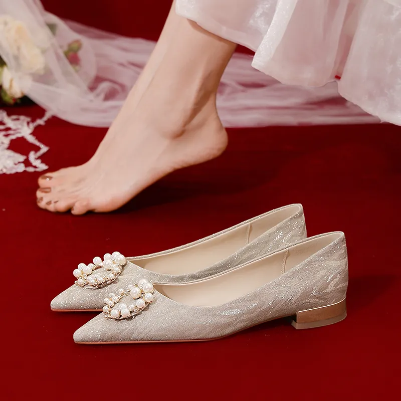Lan Miao Casual Single Shoes Women's Gold-1