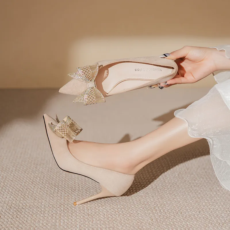 Lan Miao Slim Heel High Heels Women's Nude-2