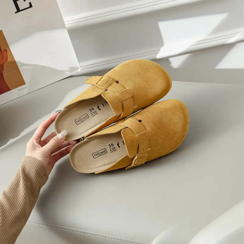 Lan Miao Rubber Sole Slip Resistant Closed Toe Slippers Women's Yellow-3