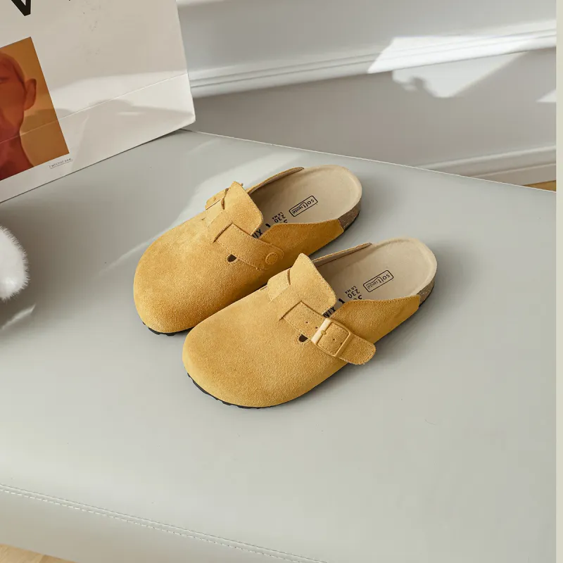Lan Miao Rubber Sole Slip Resistant Closed Toe Slippers Women's Yellow-1