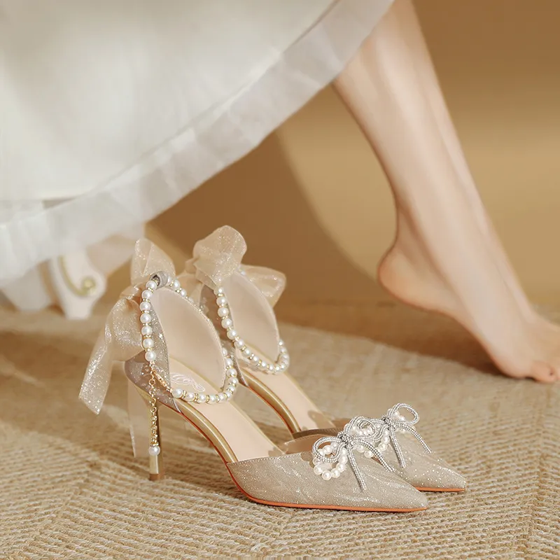 Lan Miao Slim Heel High Heels 6.5CM Women's Gold-5