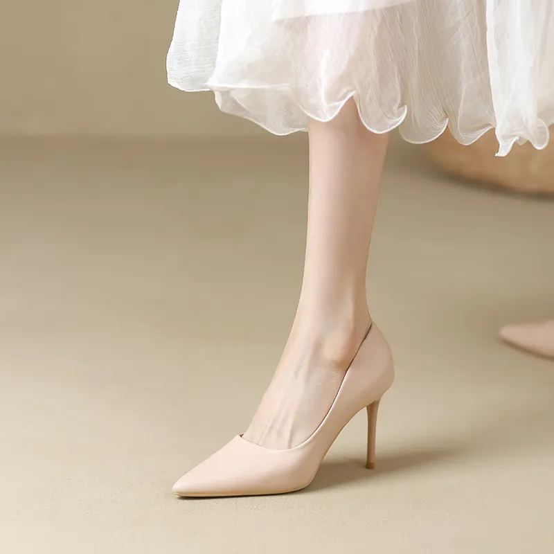 Lan Miao Slim Heel High Heels Women's Nude-3