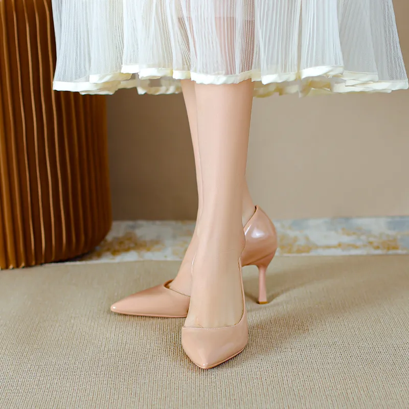 Lan Miao Slim Heel High Heels Women's Nude-5