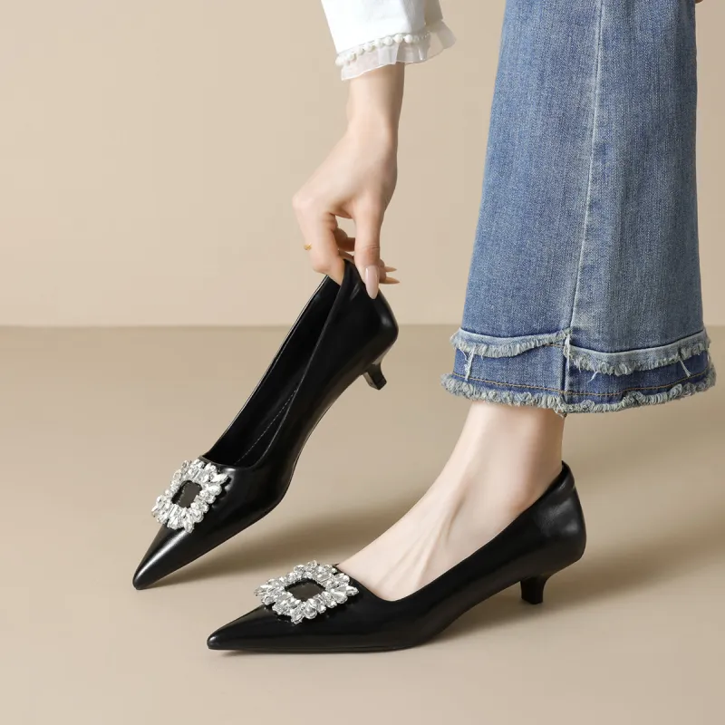 Lan Miao Casual Single Shoes 3.5CM Women's Black-1