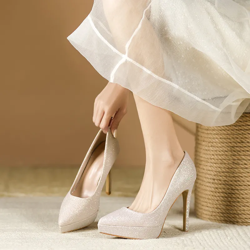 Lan Miao Slim Heel High Heels 12CM Women's Gold-3
