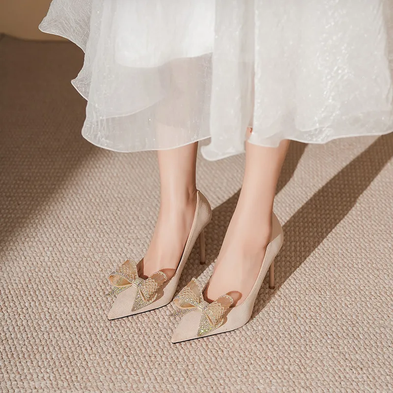 Lan Miao Slim Heel High Heels Women's Nude-4