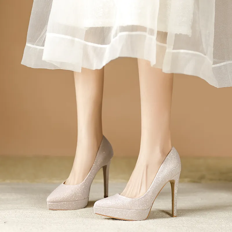 Lan Miao Slim Heel High Heels 12CM Women's Gold-1