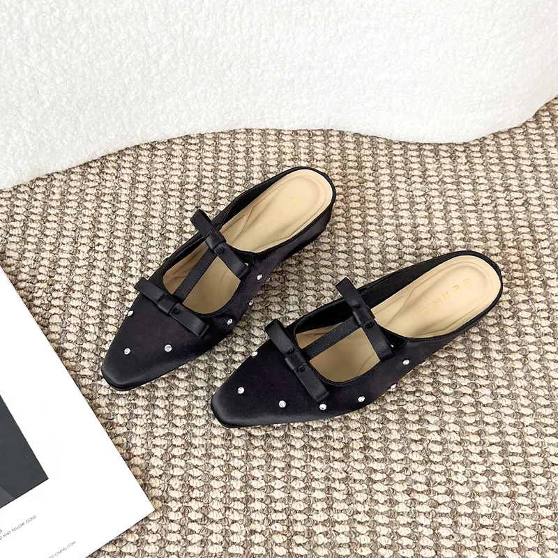 Lan Miao Rubber Sole Slip Resistant Closed Toe Slippers Women's Black-6