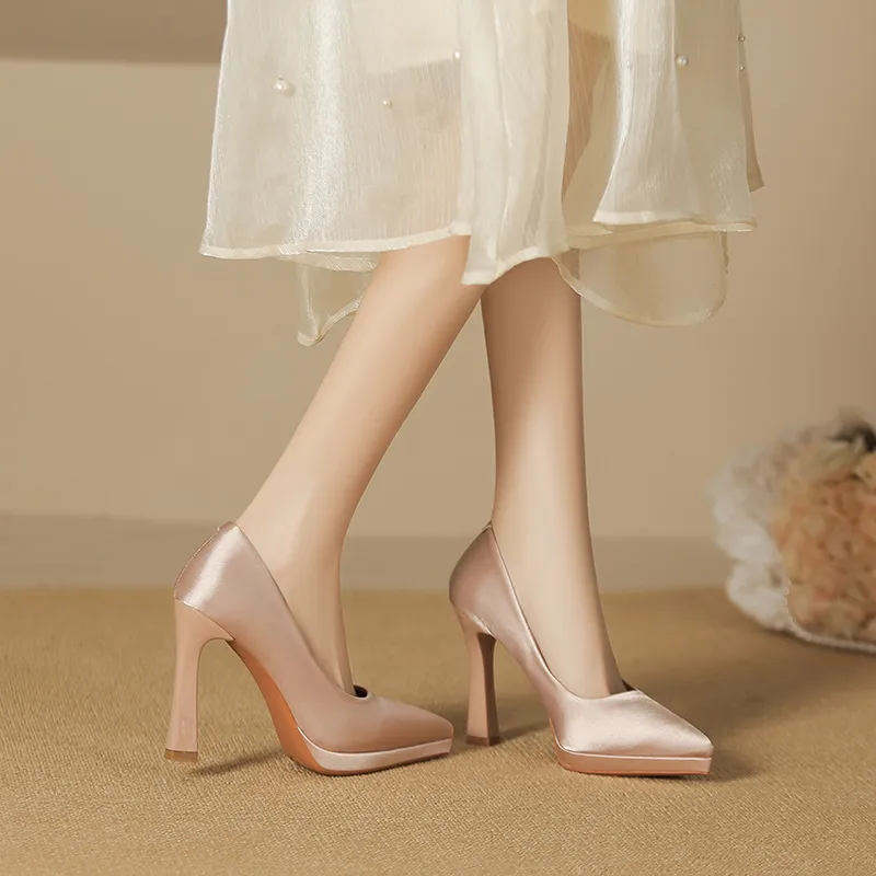 Lan Miao Slim Heel High Heels Women's Pink-2