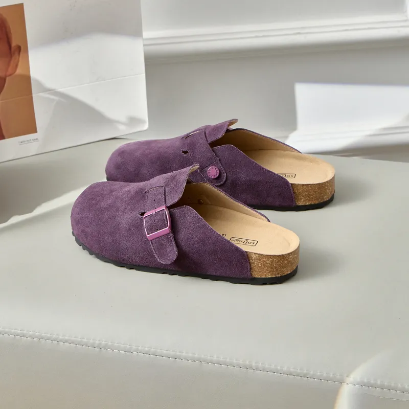 Lan Miao Rubber Sole Slip Resistant Closed Toe Slippers Women's Purple-5