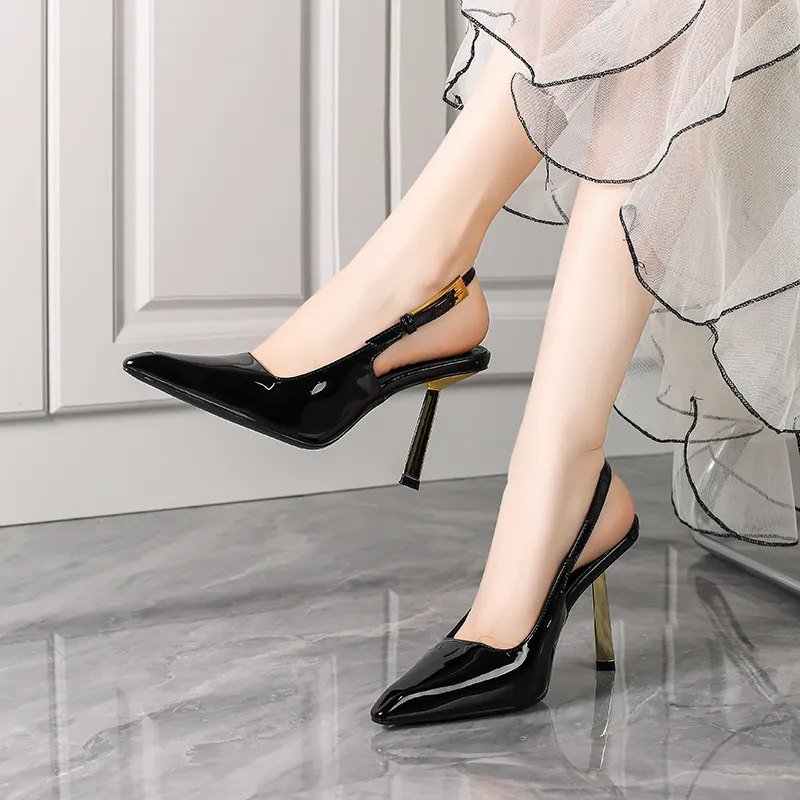 Lan Miao Slim Heel High Heels Women's Black-1