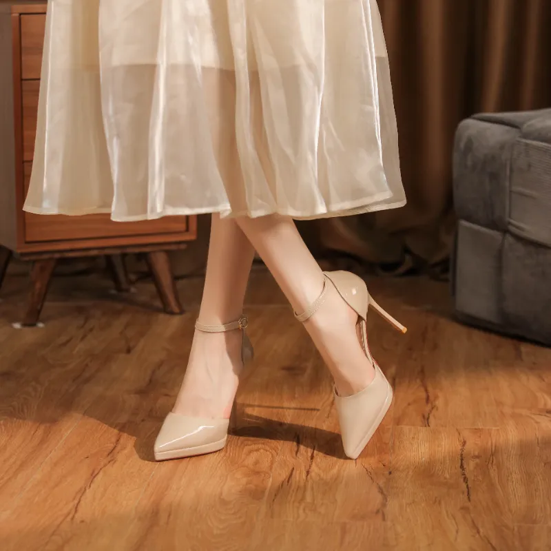 Lan Miao Slim Heel High Heels 10.5CM Women's Nude-2