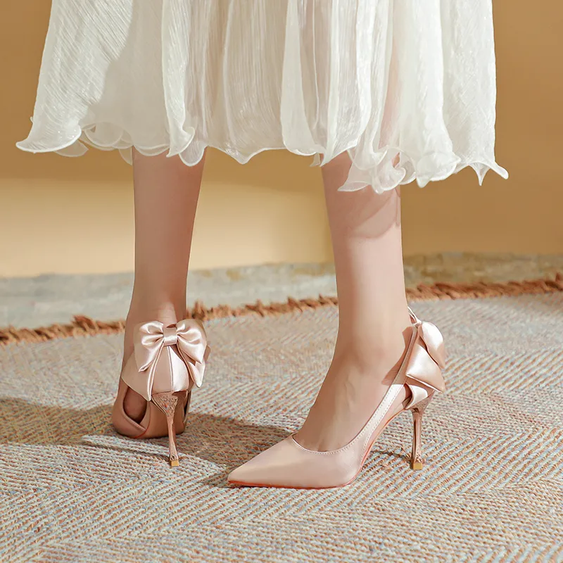 Lan Miao Slim Heel High Heels Women's Champagne-4