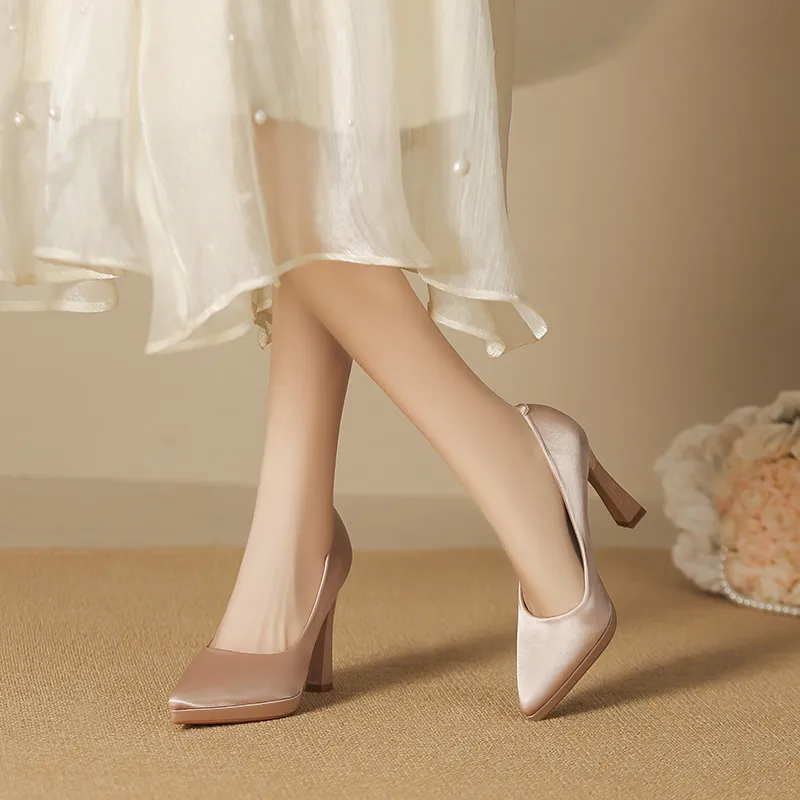 Lan Miao Slim Heel High Heels Women's Pink-3