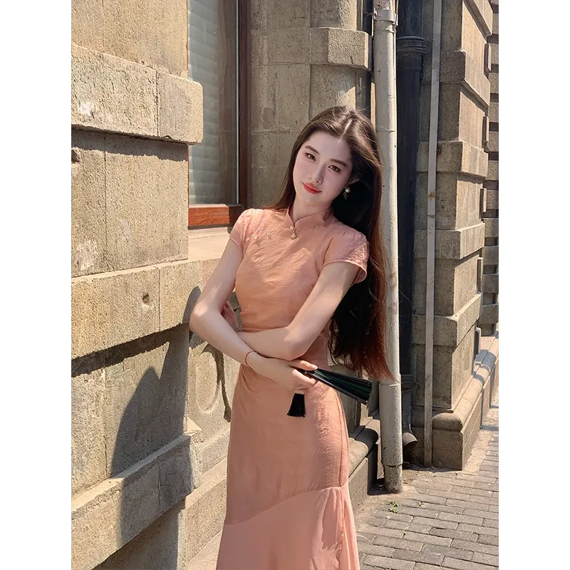 EFCR Cheongsams Women's Orange Pink-4