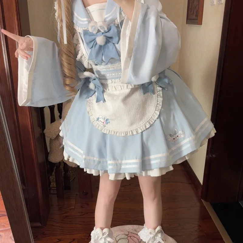 EFCR Lolita Dresses Women's Blue With White Lettering-5