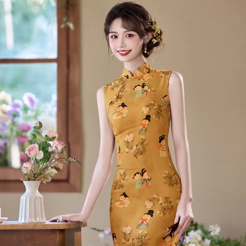 EFCR Cheongsams Women's Yellow-2