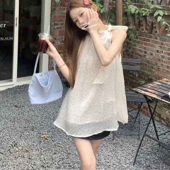 EFCR Slip Dresses Women's Polka Dot Halter Shirt
