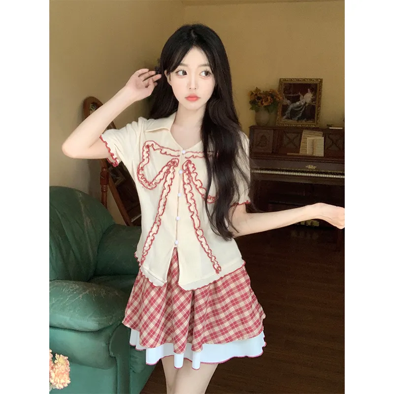 Mu Xiao Xin Two Piece Skirt Sets Women's-1