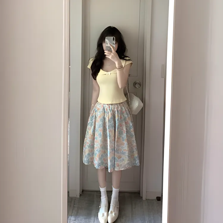 Mu Xiao Xin Two Piece Skirt Sets Women's-2