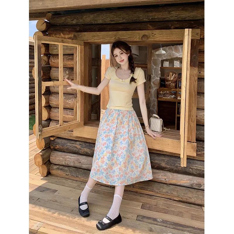 Mu Xiao Xin Two Piece Skirt Sets Women's-5