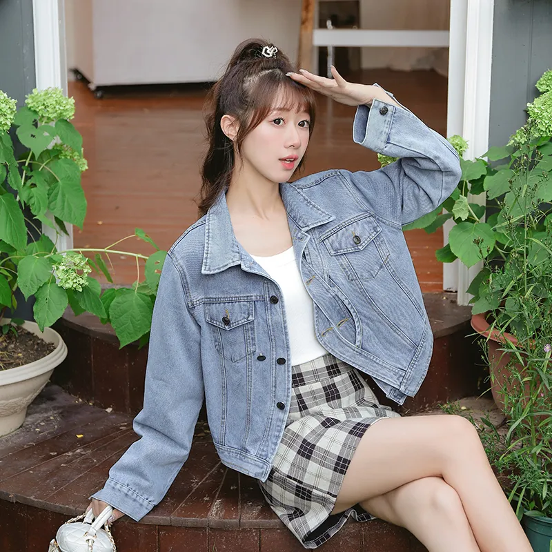 Mu Xiao Xin Denim Jacket Women's Blue-1