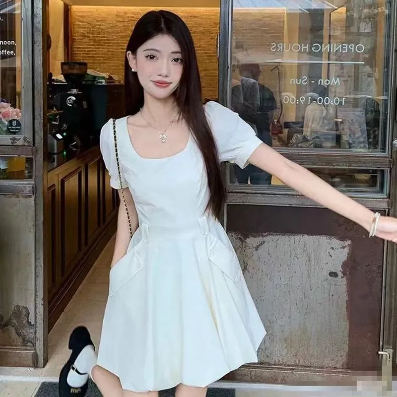 Mu Xiao Xin Short Sleeved Dress Women's Apricot-6