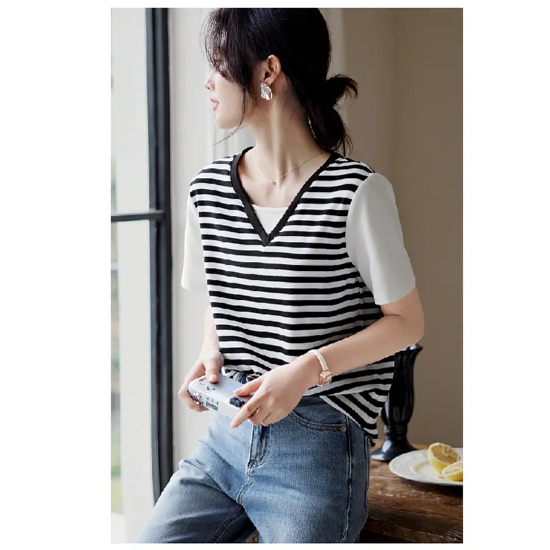 Mu Xiao Xin T Shirt Women's Black White-3