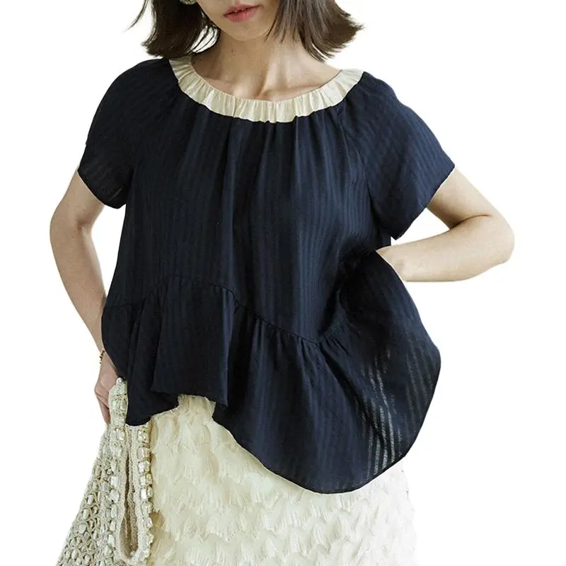 Mu Xiao Xin Shirts Women's Dark Blue-4