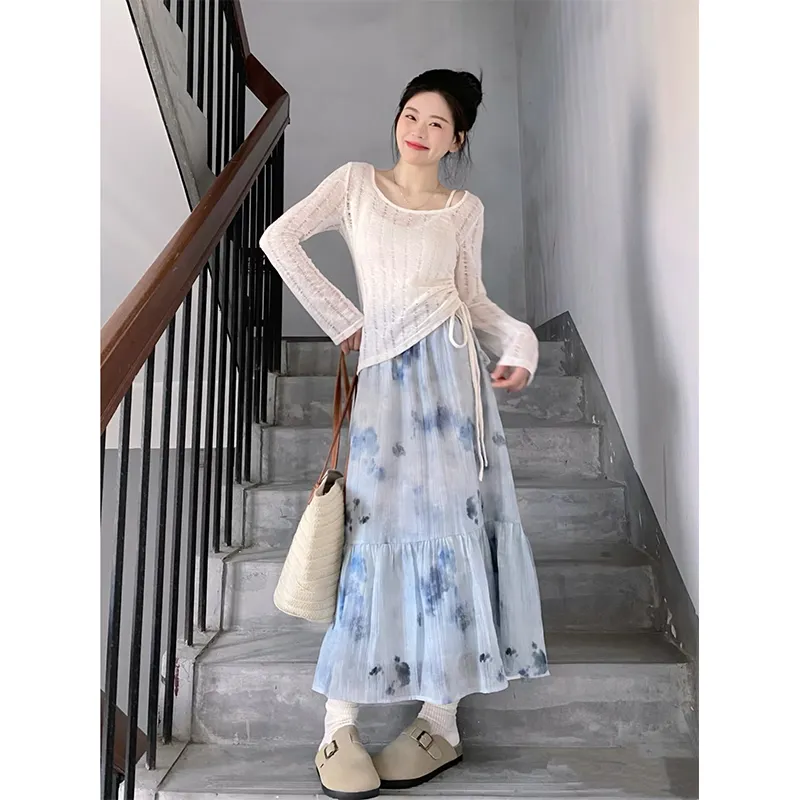 Mu Xiao Xin Two Piece Skirt Sets Women's-3