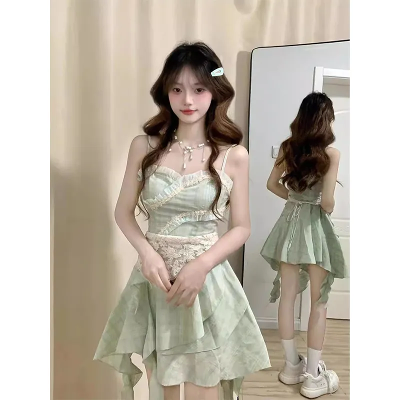 Mu Xiao Xin Slip Dress Women's Light Green-3