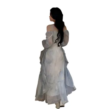 Mu Xiao Xin Long Sleeved Dress Women's Haze Blue