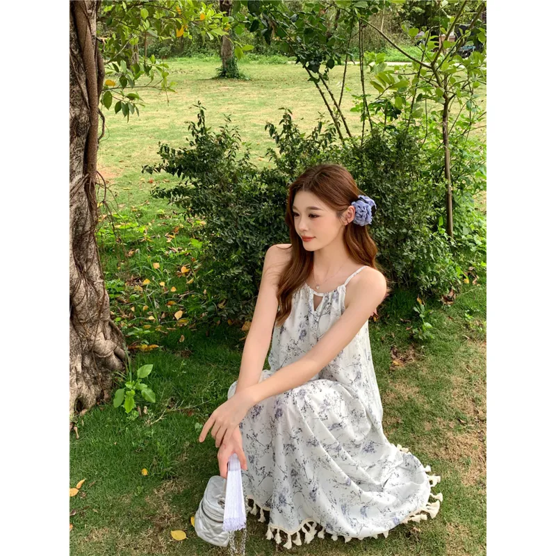 Mu Xiao Xin Sleeveless Dress Women's Blue-2