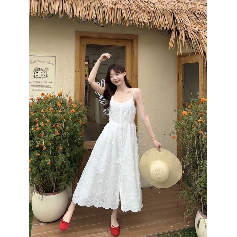 Mu Xiao Xin Slip Dress Women's White-2