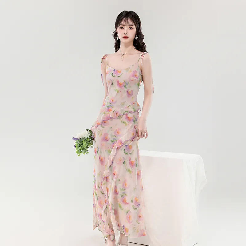 Mu Xiao Xin Slip Dresses Women's Pink Purple-2