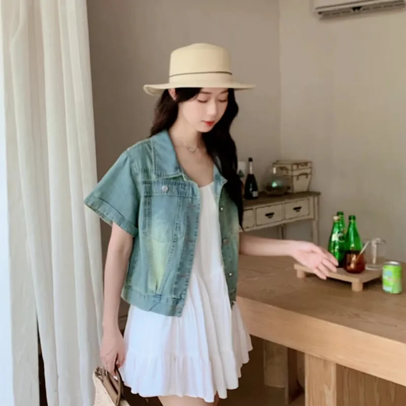Mu Xiao Xin Denim Jacket Women's Blue-1