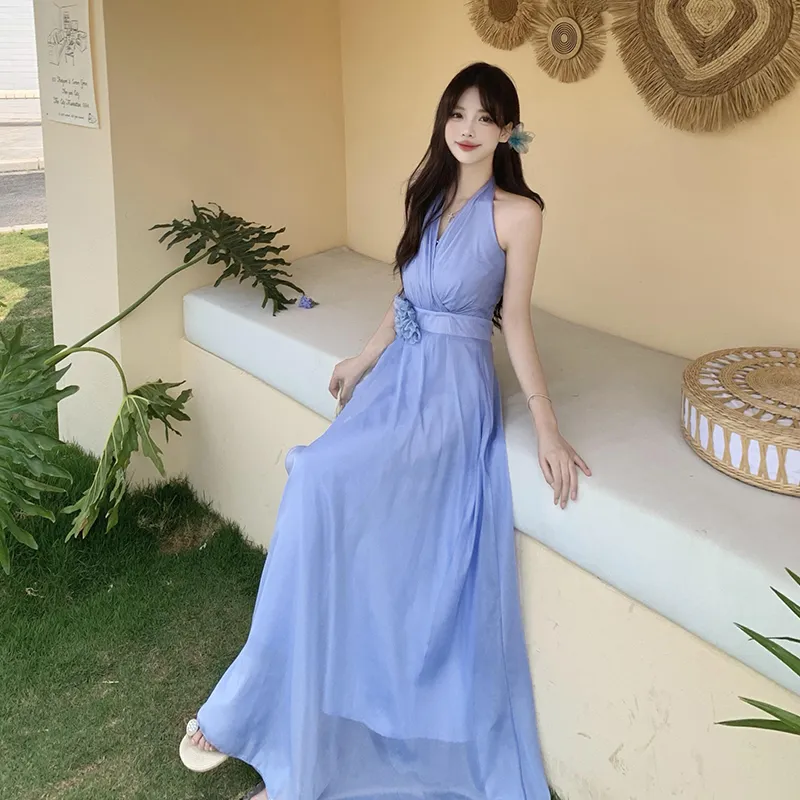 Mu Xiao Xin Sleeveless Dress Women's Snow Crystal Blue-1