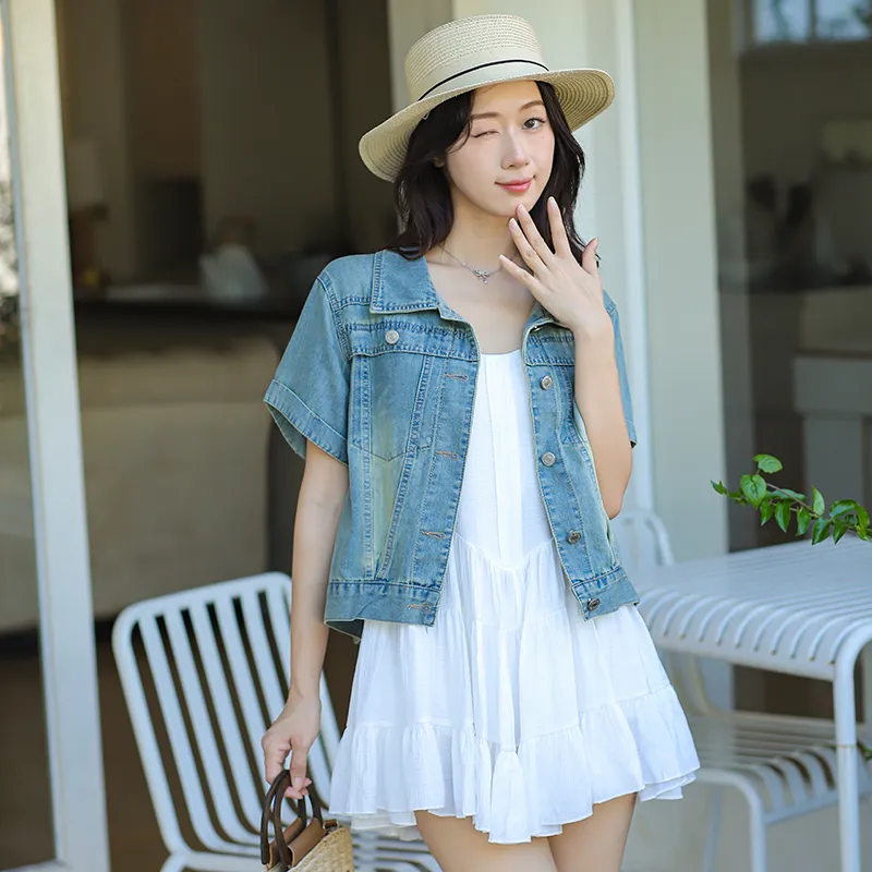 Mu Xiao Xin Denim Jacket Women's Blue-2