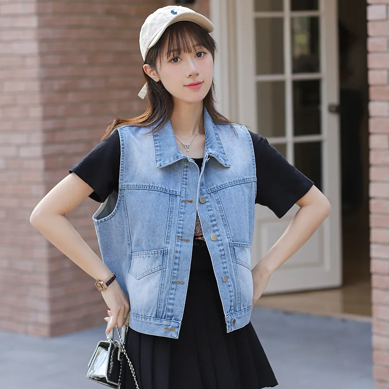 Mu Xiao Xin Vests Women's Blue-2
