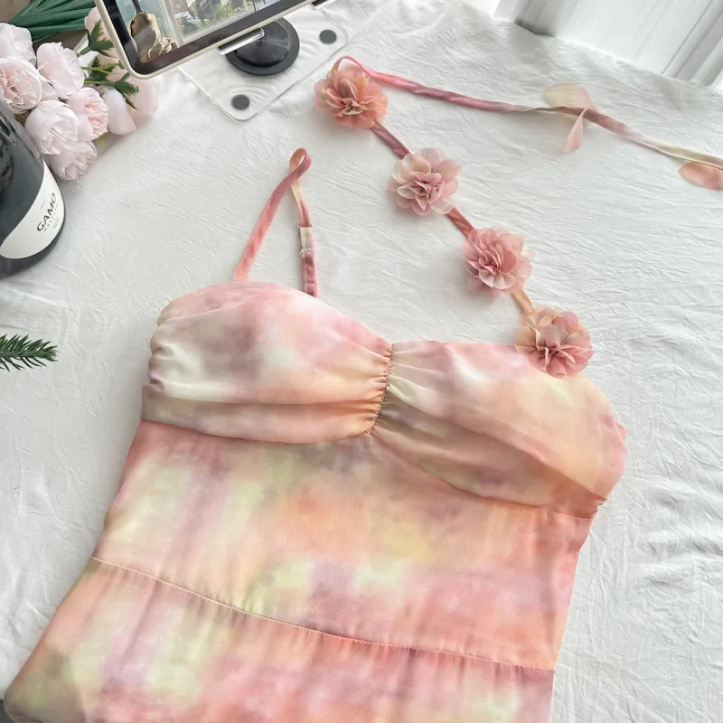 Mu Xiao Xin Slip Dresses Women's Pink Dresses-3