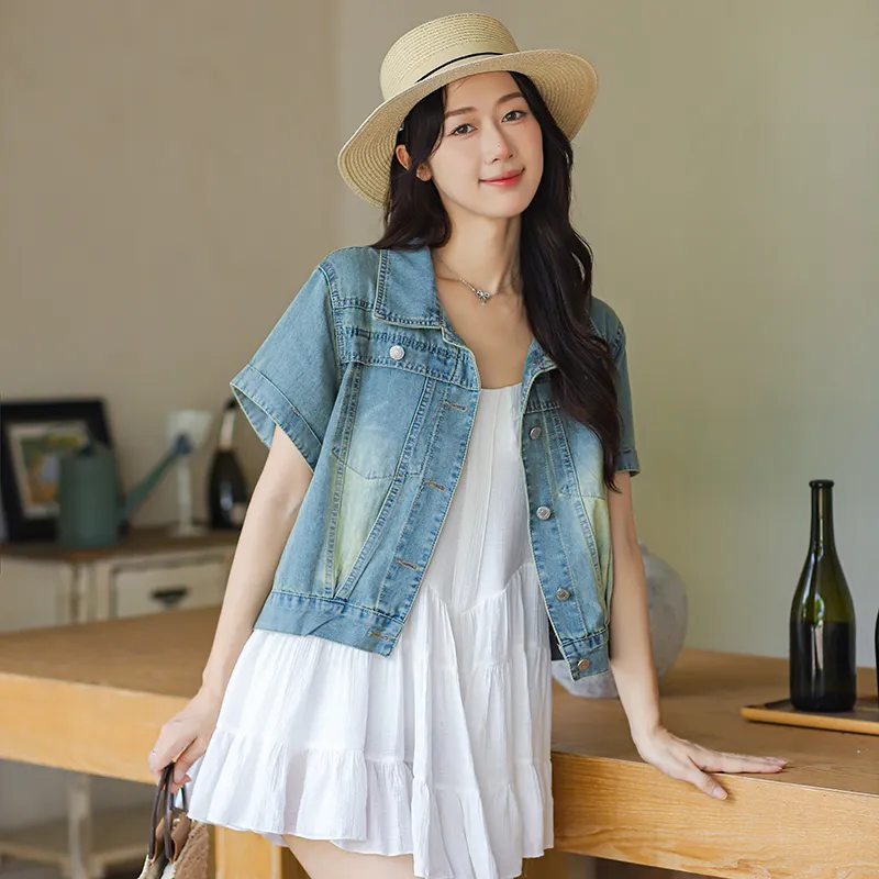 Mu Xiao Xin Denim Jacket Women's Blue-4