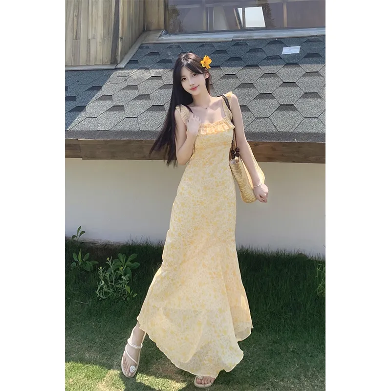 Mu Xiao Xin Slip Dresses Women's Yellow-3