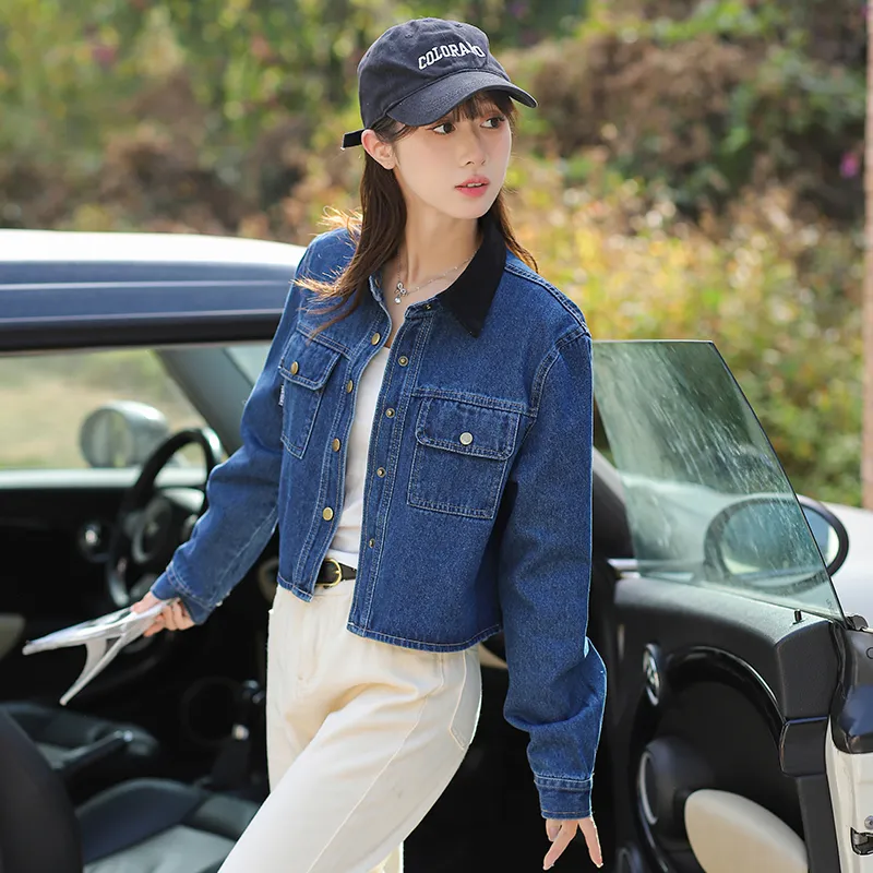 Mu Xiao Xin Denim Jacket Women's Blue-3